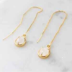 Moonstone Egg Shape Threader Earrings